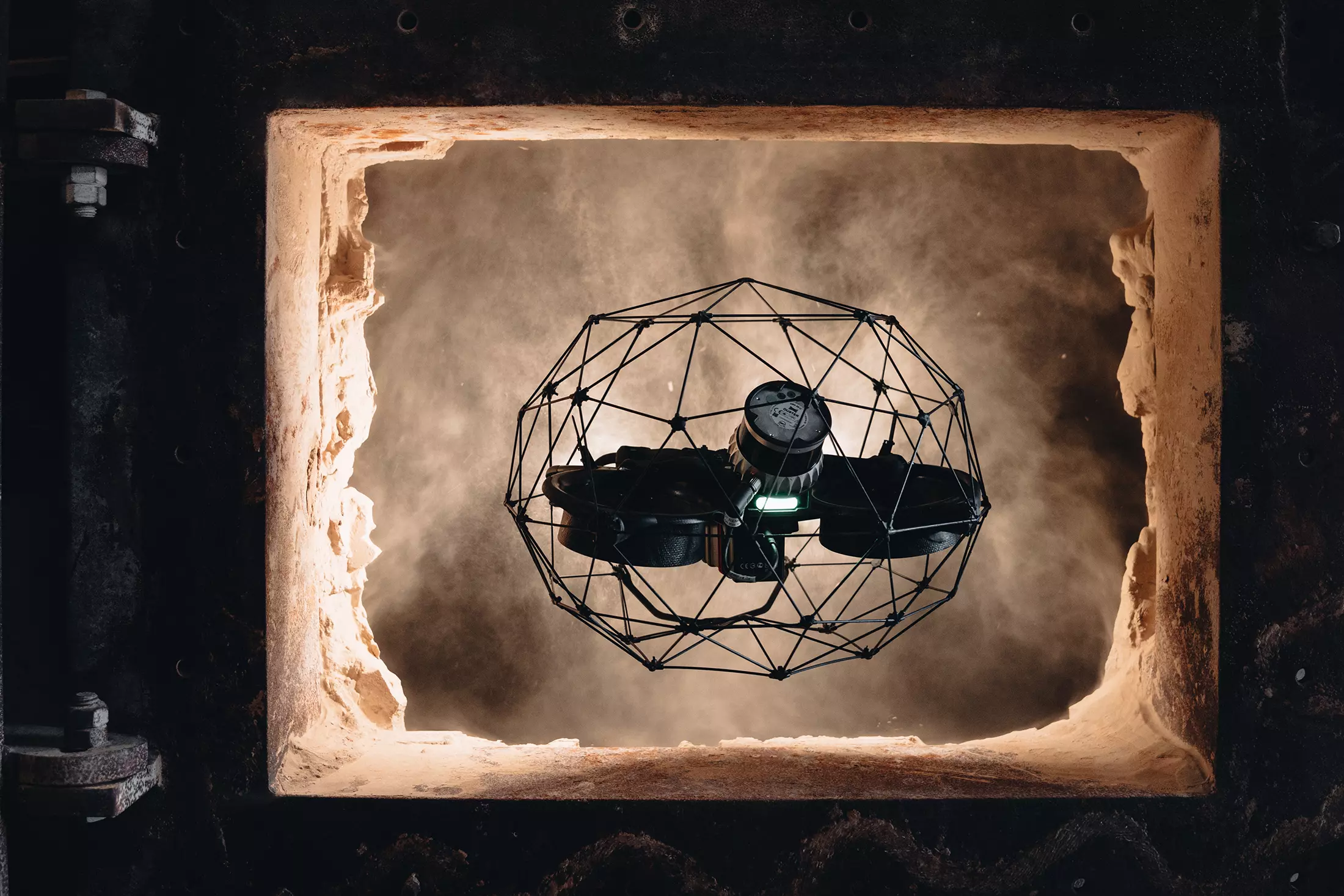 Elios 3 flying into a furnace